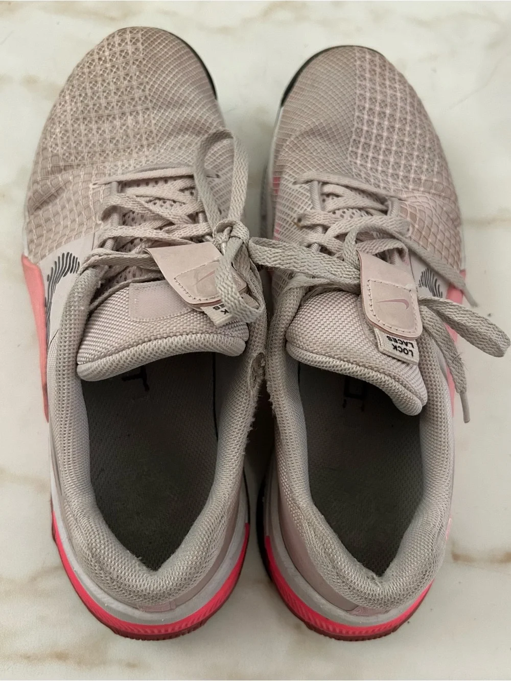 Nike Women's Light Taupe and Pink Training Sneakers